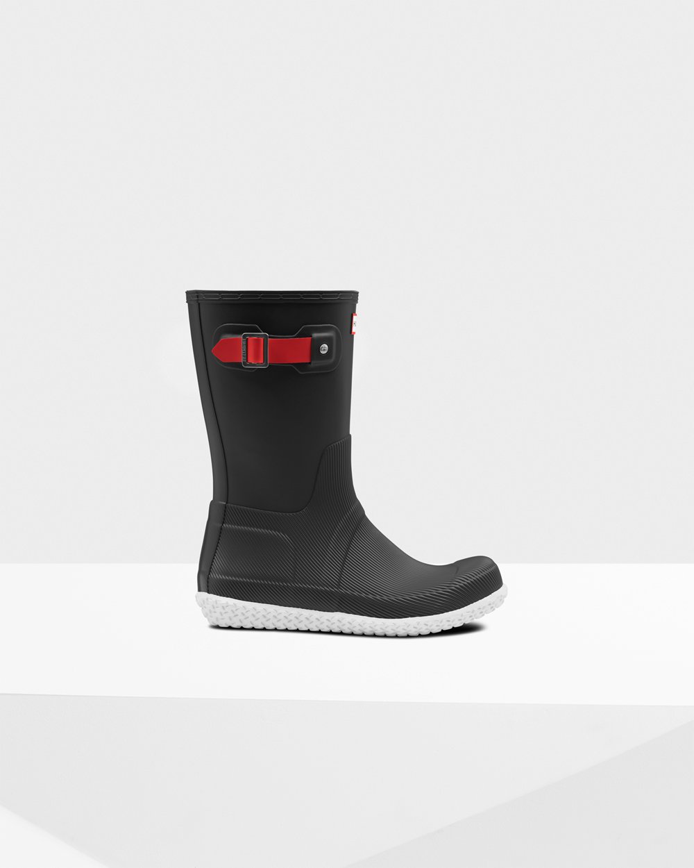 Botas de Lluvia Cortas Hunter Hombre - Original Flat Heel Calendar Sole - Negros/Rojos - TZDYNUW-50